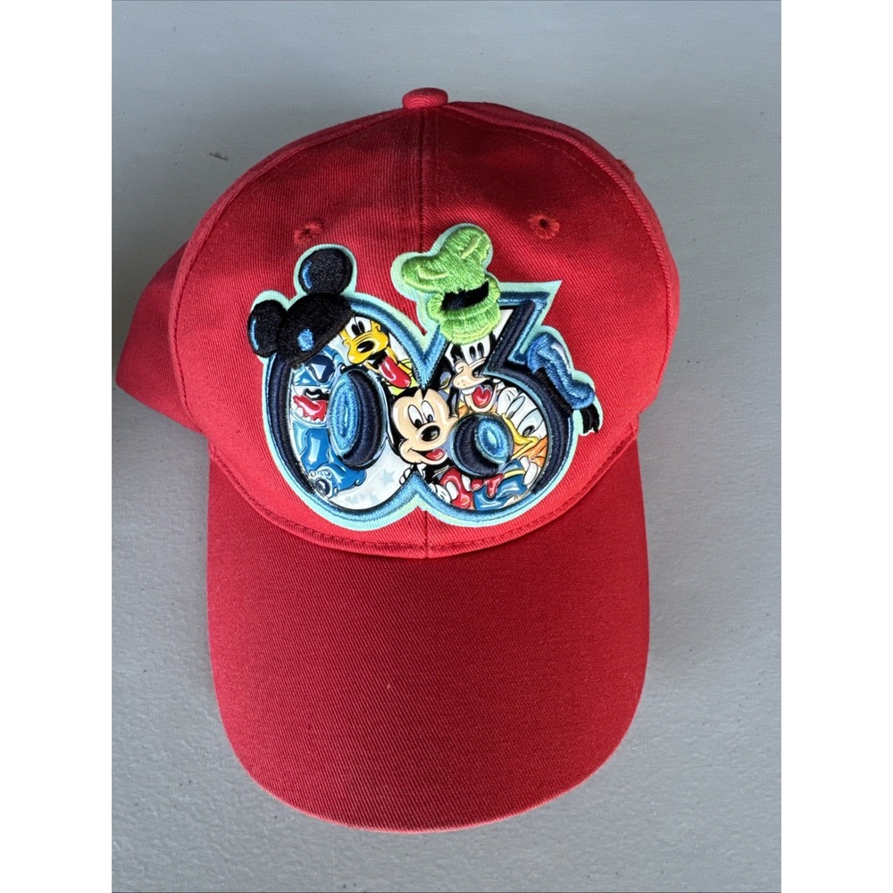 '06 Disneyland 50th Anniversary Red Embroidered Youth Size Hat 100%‎ Cotton
